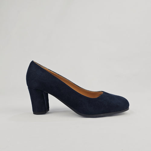 Décolleté blu in camoscio con tacco