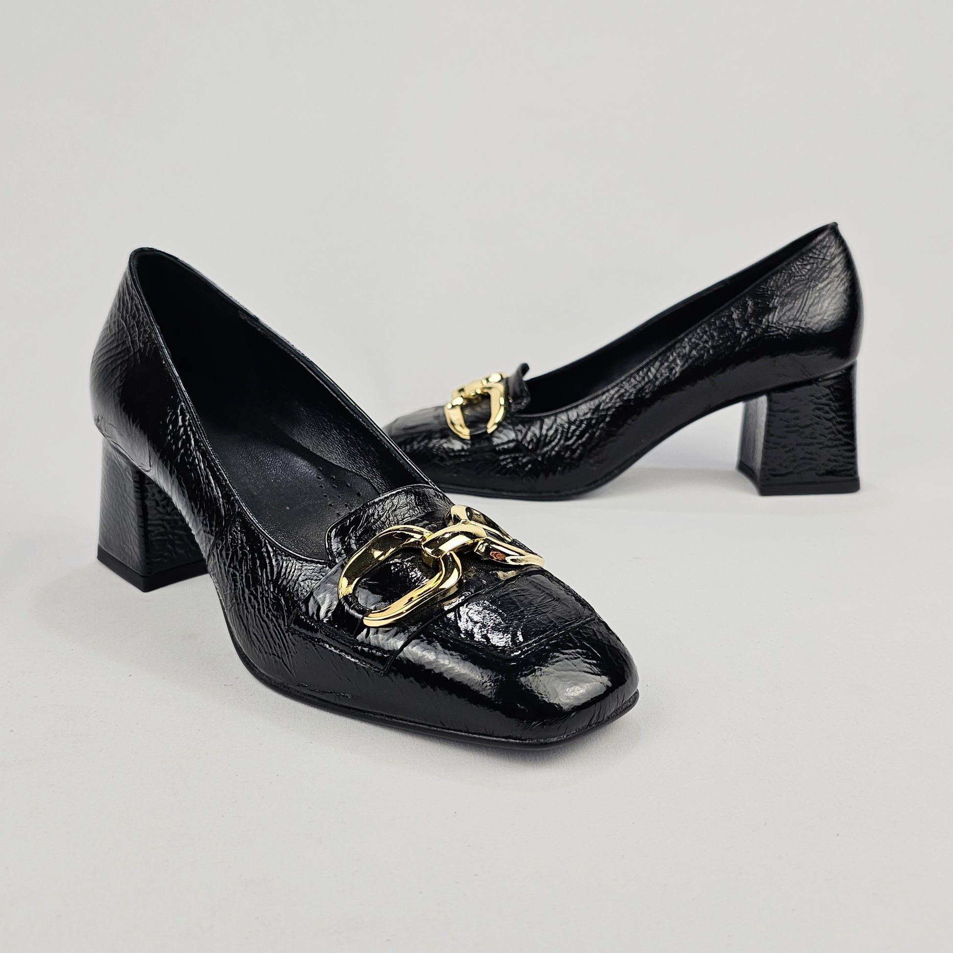 Décolleté Donna in Pelle Vernice Nera