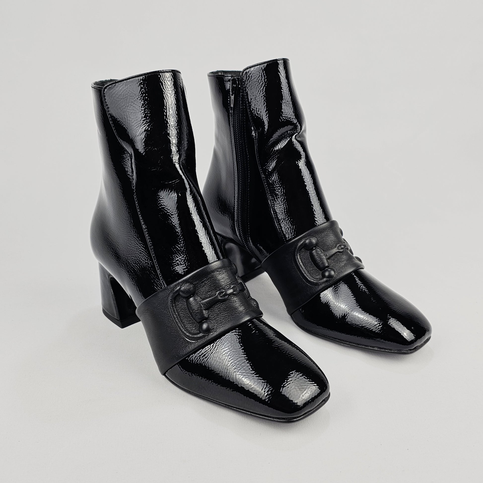 Stivaletti Donna in Vera Pelle Vernice Nero