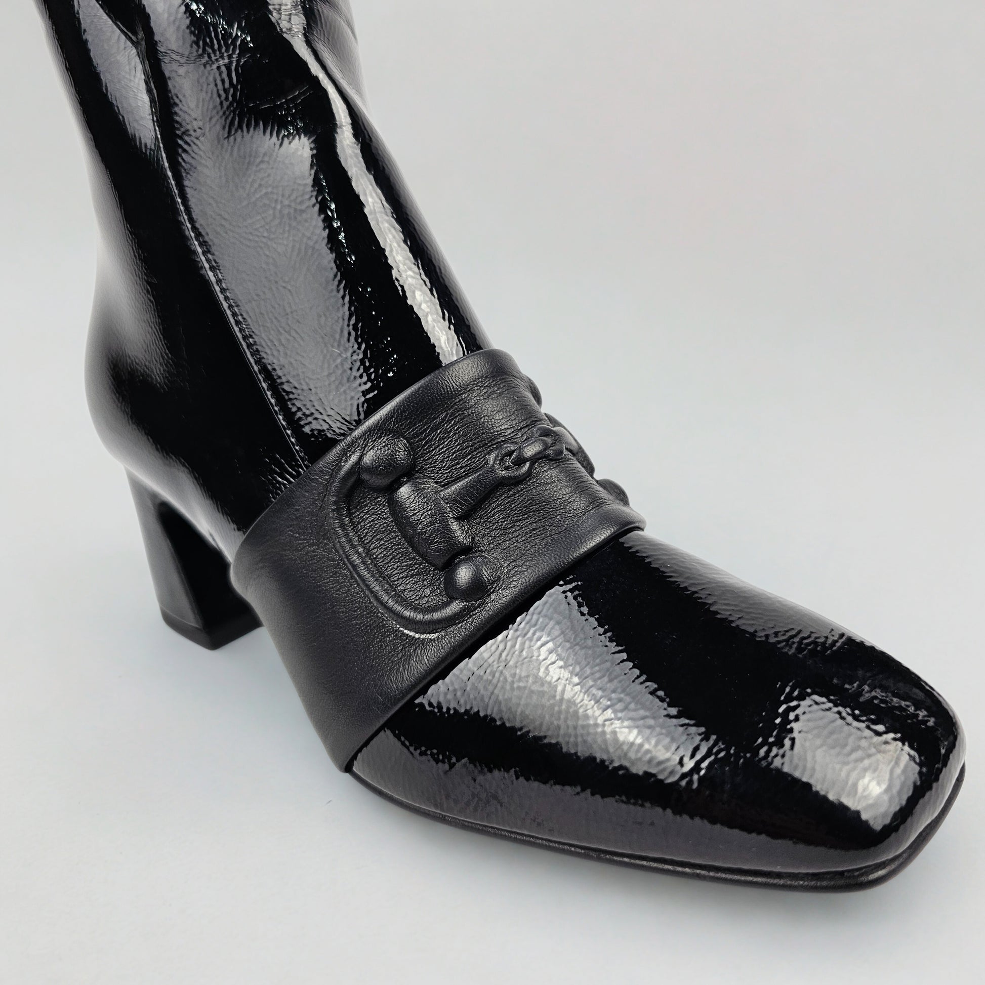 Stivaletti Donna in Vera Pelle Vernice Nero