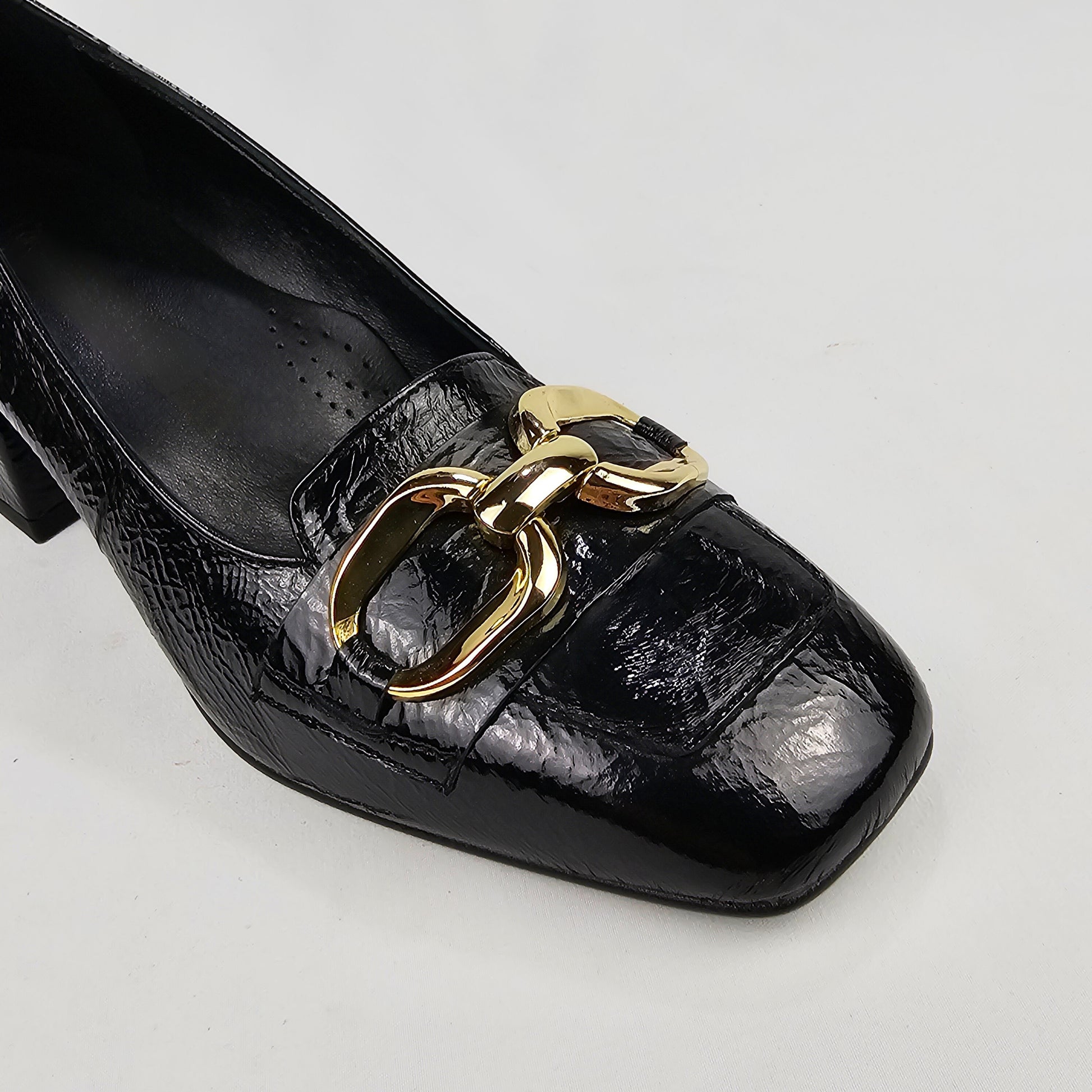 Décolleté Donna in Pelle Vernice Nera