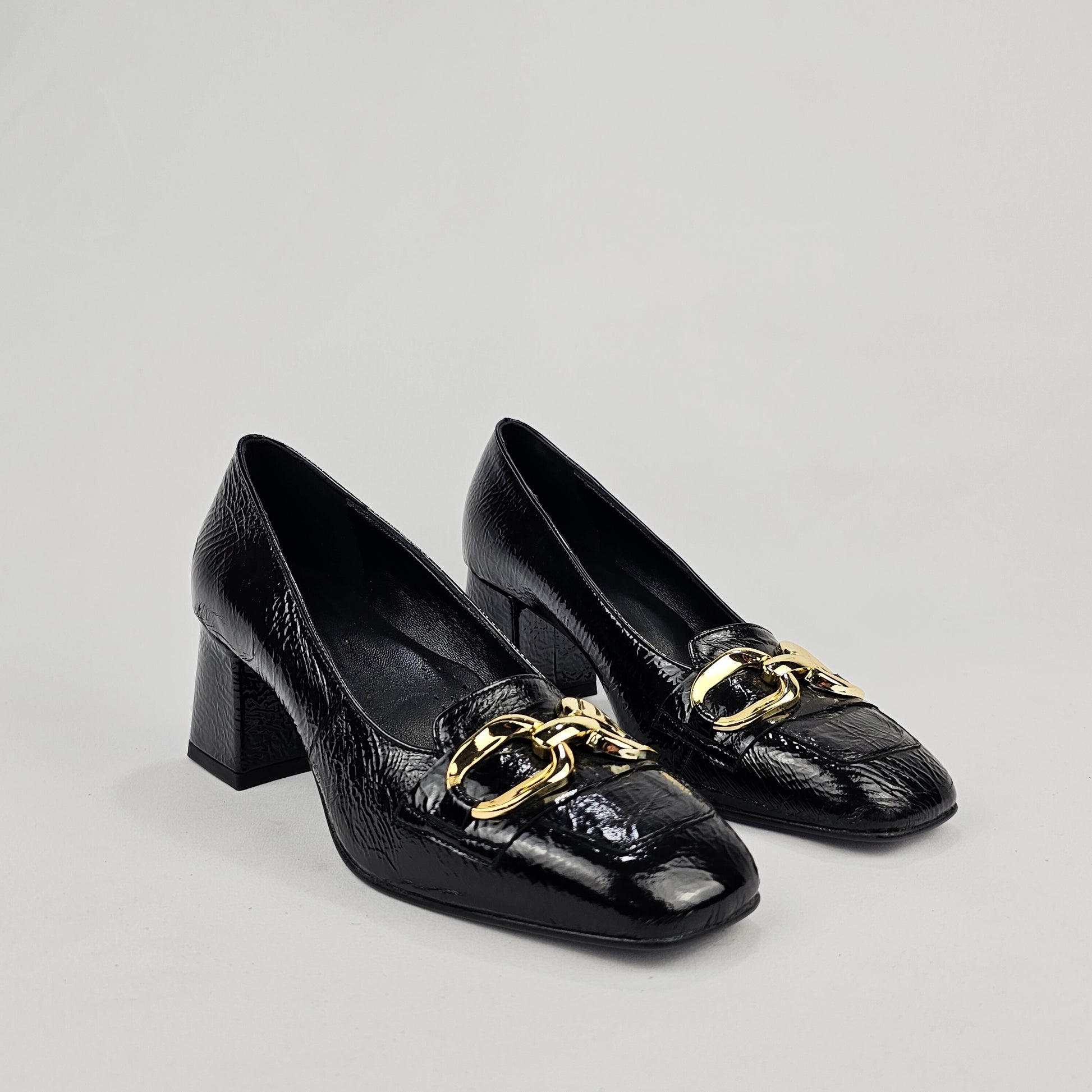 Décolleté Donna in Pelle Vernice Nera